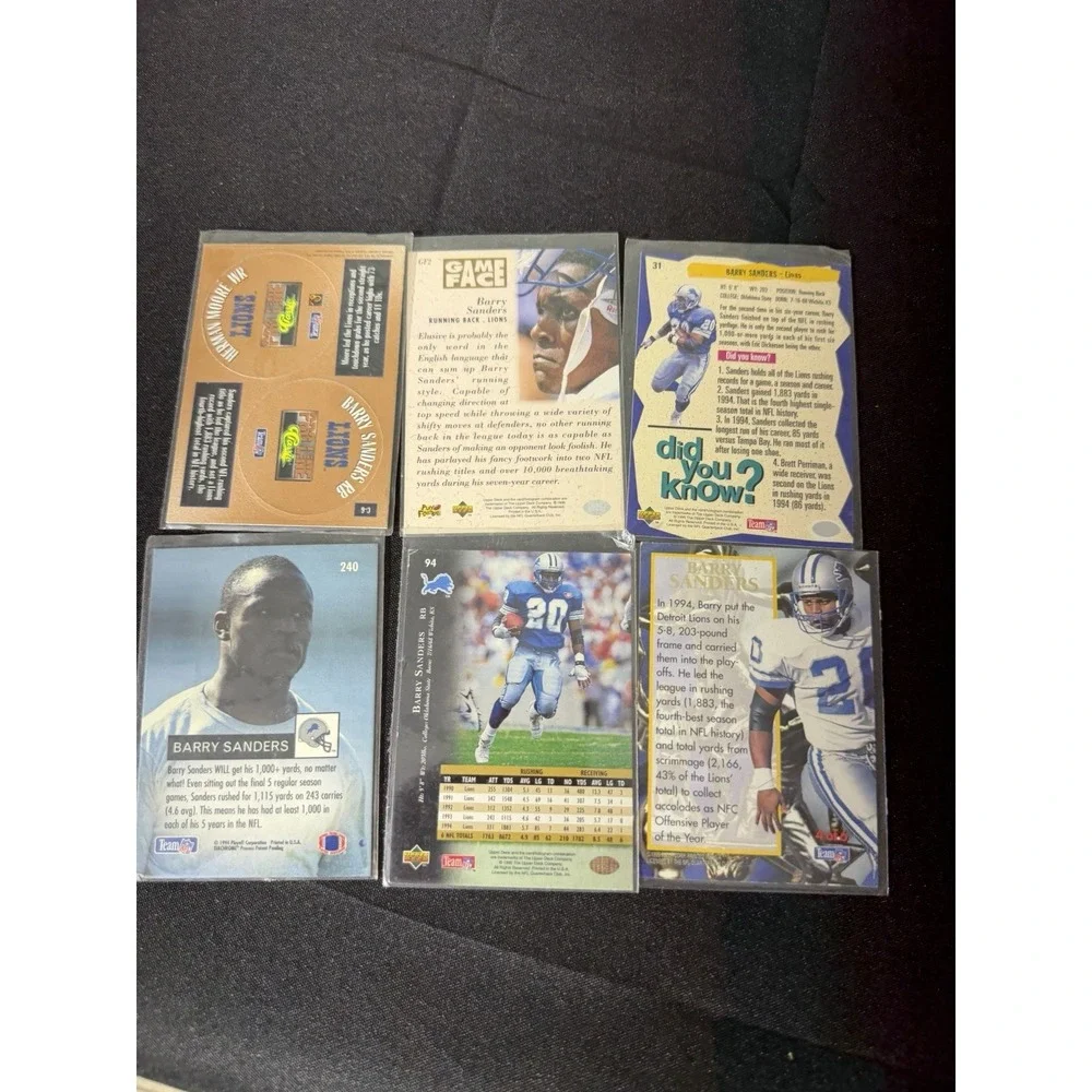 Barry‎ Sanders Lot Of 6 Cards NFL Detroit Lions Upper Deck Fleer Ultra Classic
